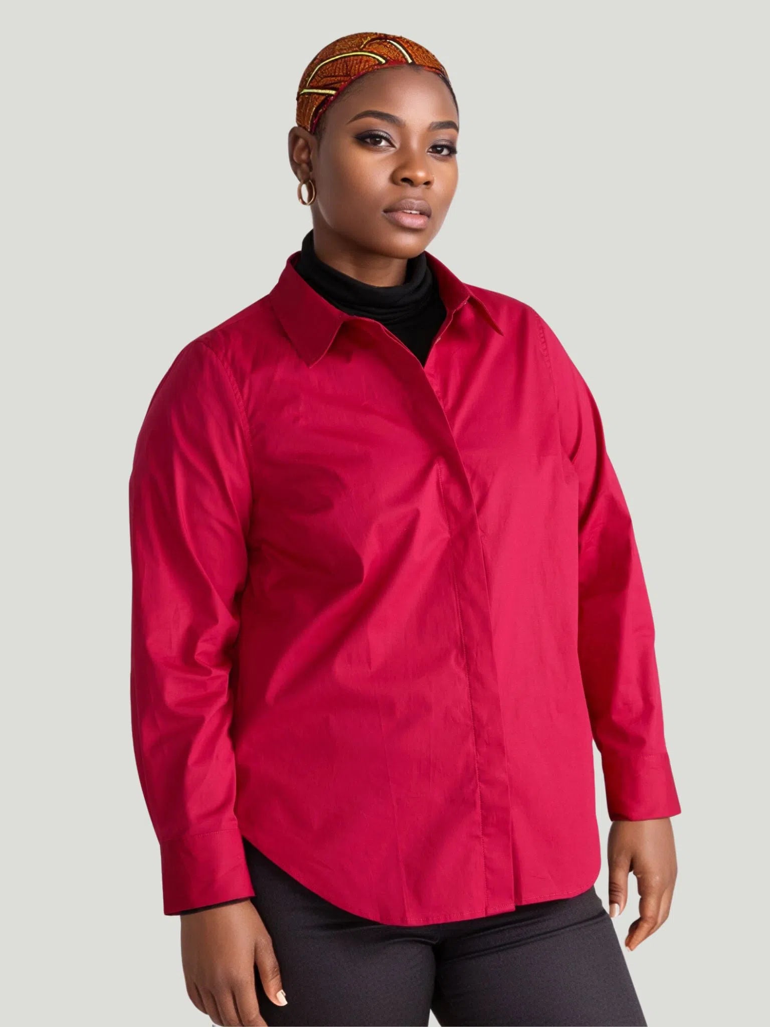 Universal Standard Elbe Stretch Poplin Shirt-- Ribbed Striped Patterned