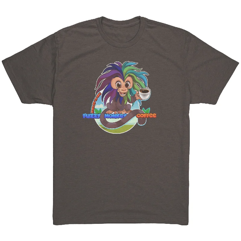 Next Level Mens Triblend TShirt - Cartoon Fuzzy Monkey-- Asymmetrical Pockets Print