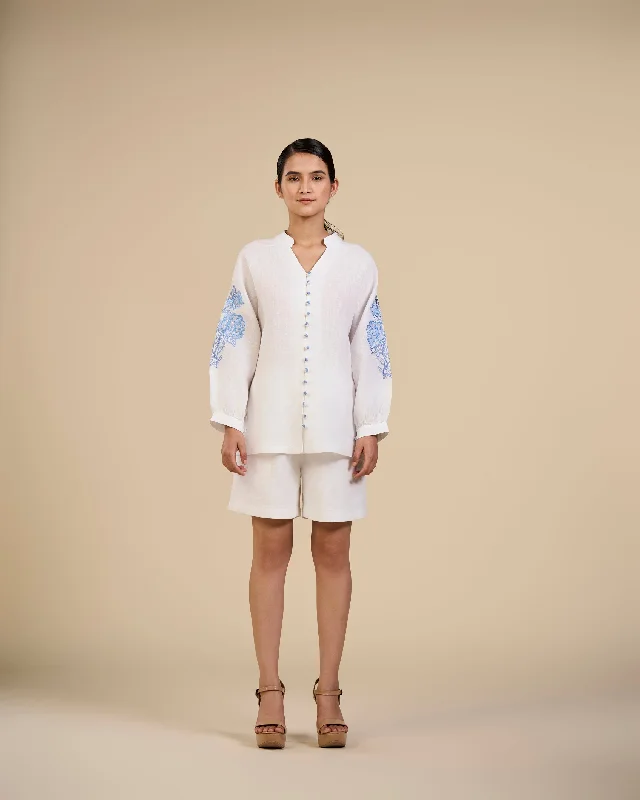 Rosette Shirt-- Mesh Canvas Denim