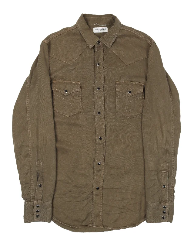 Western Shirt-- Collared T-Shirt Boat Neck A-Line