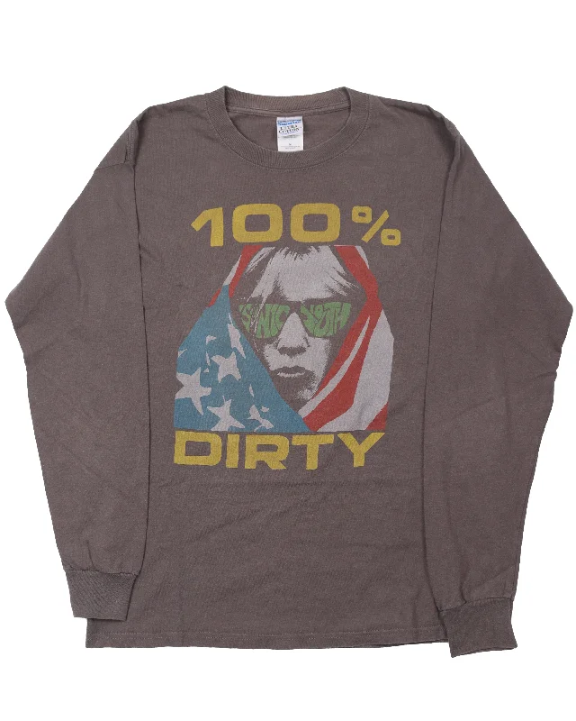 Sonic Youth '100% Dirty' L/S T-Shirt-- Ribbed Striped Patterned