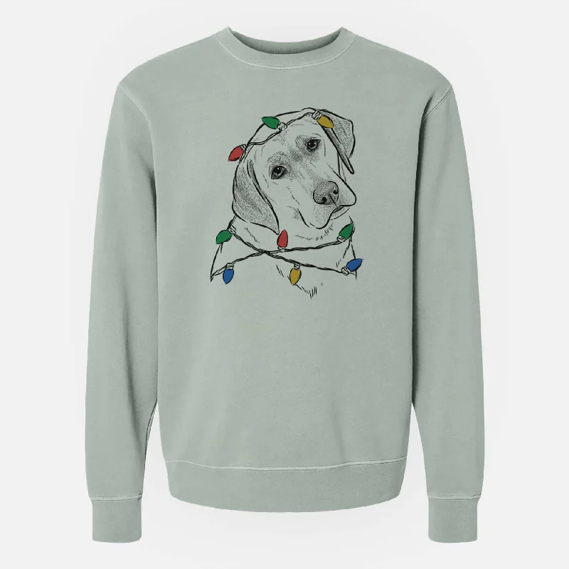 Christmas Lights Stella the Yellow Lab - Unisex Pigment Dyed Crew Sweatshirt Hoodie with Hem Drawcord Adjustable Customizable Christmas Lights Stella the Yellow Lab - Unisex Pigment Dyed Crew Sweatshirt Hoodie with Hem Drawcord Adjustable Customizable