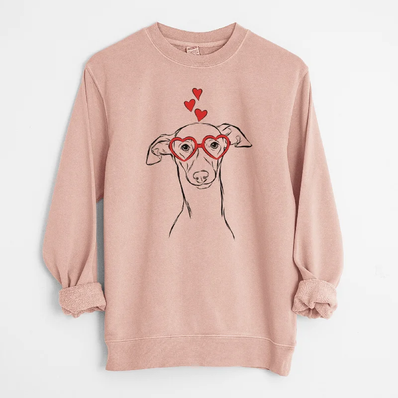 Valentine Ziggie the Italian Greyhound - Unisex Pigment Dyed Crew Sweatshirt Graphic Hoodie Design Print Valentine Ziggie the Italian Greyhound - Unisex Pigment Dyed Crew Sweatshirt Graphic Hoodie Design Print