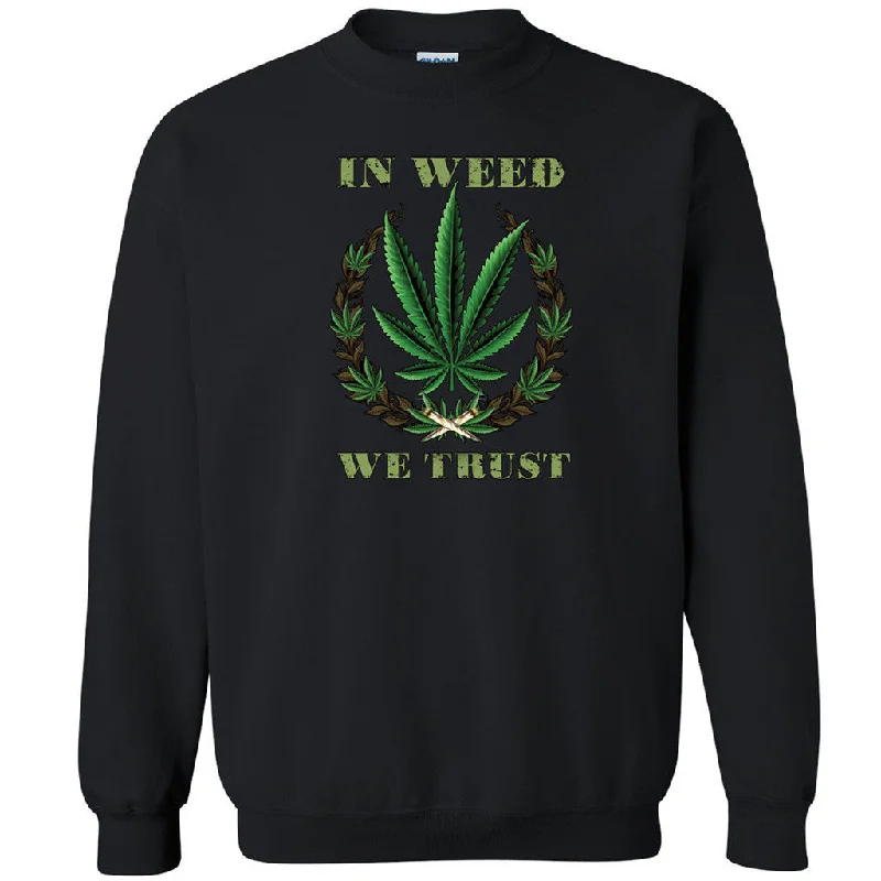 Zexpa Apparelâ„¢ In Weed We Trust Unisex Crewneck Dope Weed Smoker Cool Joint Sweatshirt Hoodie with Zipper Placket Modern Functional
