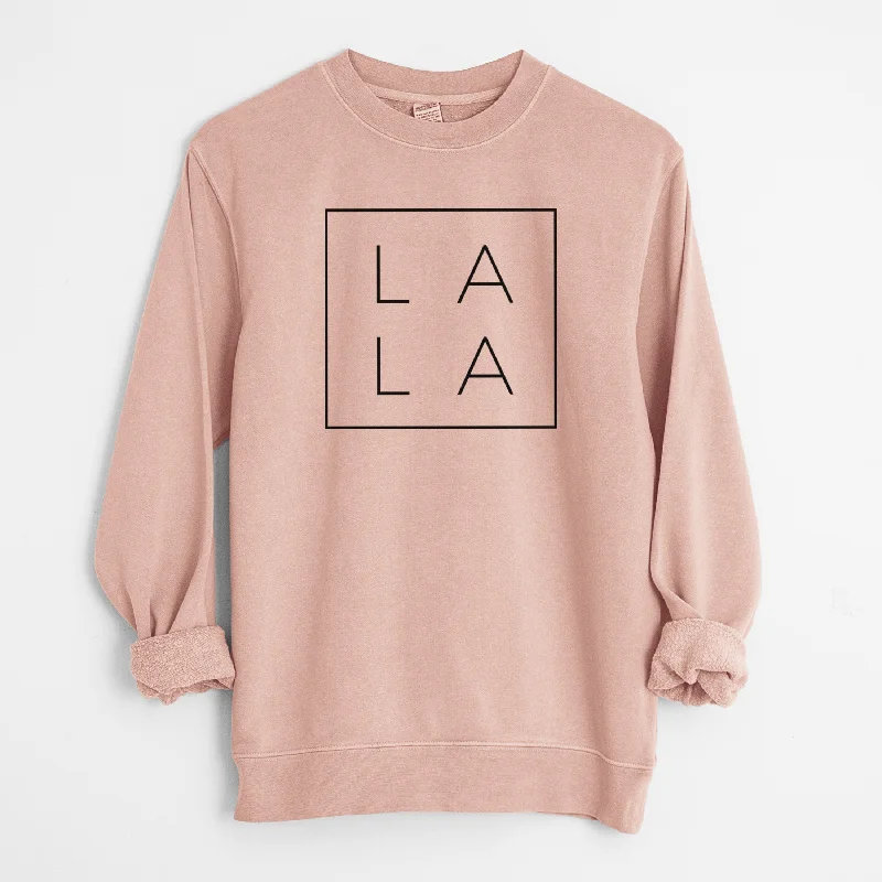 Lala Boxed - Unisex Pigment Dyed Crew Sweatshirt Hoodie with Button Placket Classic Preppy