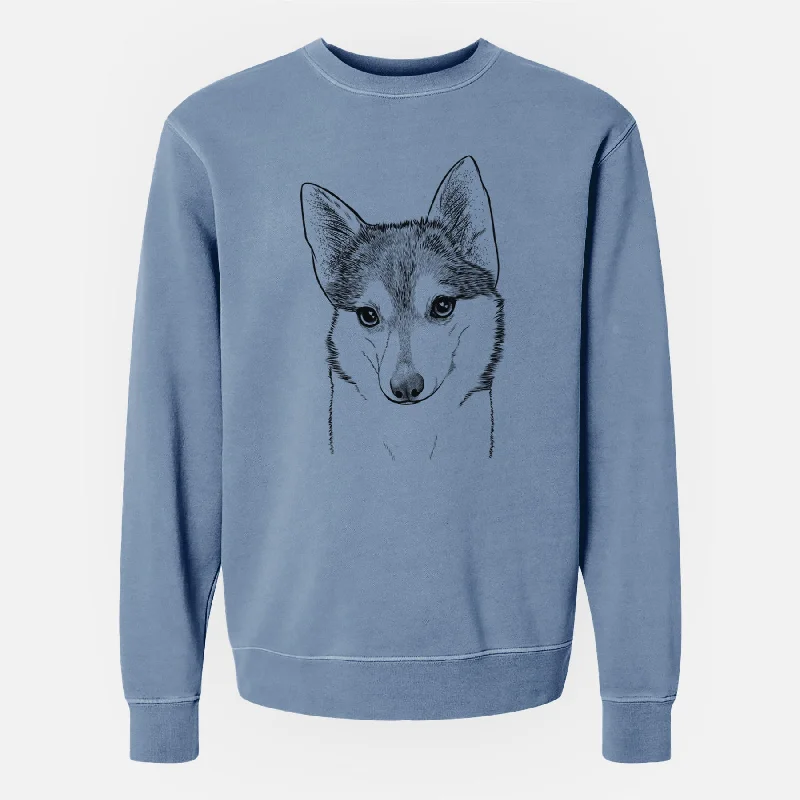 Bare Nami the Alaskan Klee Kai - Unisex Pigment Dyed Crew Sweatshirt Hoodie with Back Slit Movement Comfort Bare Nami the Alaskan Klee Kai - Unisex Pigment Dyed Crew Sweatshirt Hoodie with Back Slit Movement Comfort