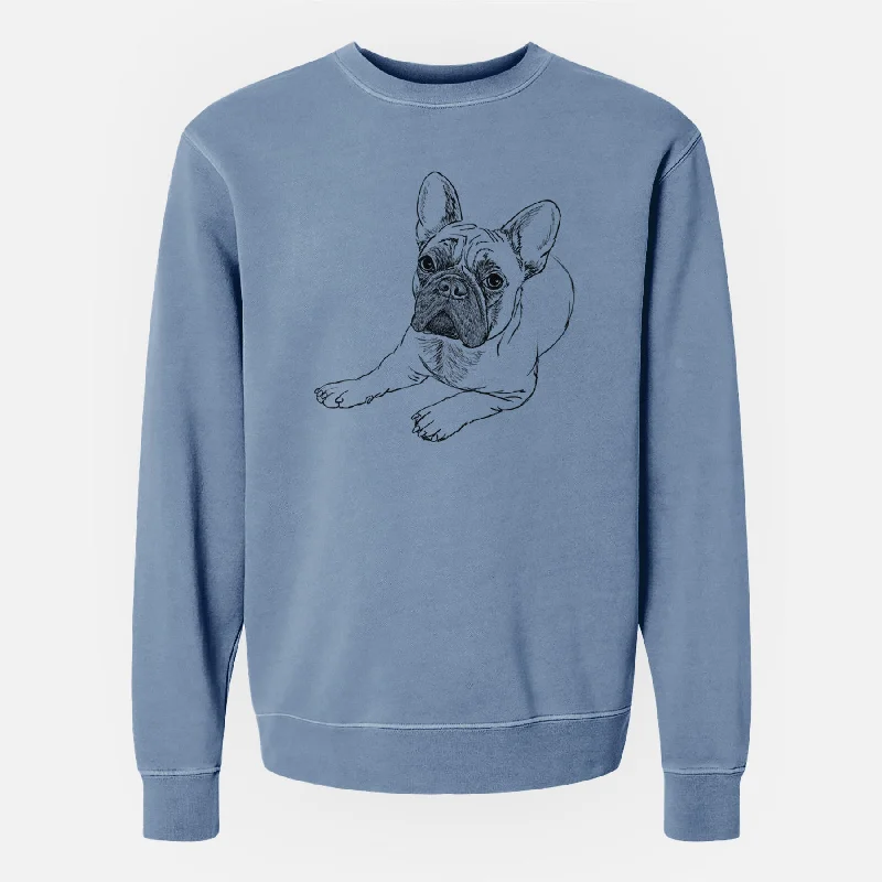 Doodled Alfredo the French Bulldog - Unisex Pigment Dyed Crew Sweatshirt Hoodie with Hem Contrast Bold Stylish Doodled Alfredo the French Bulldog - Unisex Pigment Dyed Crew Sweatshirt Hoodie with Hem Contrast Bold Stylish