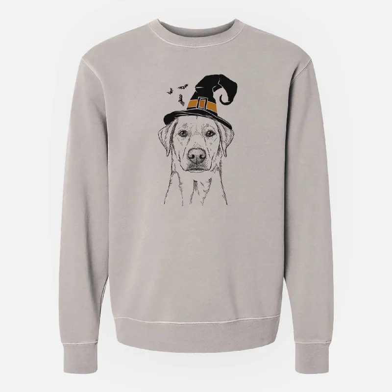 Witch Zoe the Yellow Lab - Unisex Pigment Dyed Crew Sweatshirt Oversized Hoodie Comfort Casual Witch Zoe the Yellow Lab - Unisex Pigment Dyed Crew Sweatshirt Oversized Hoodie Comfort Casual