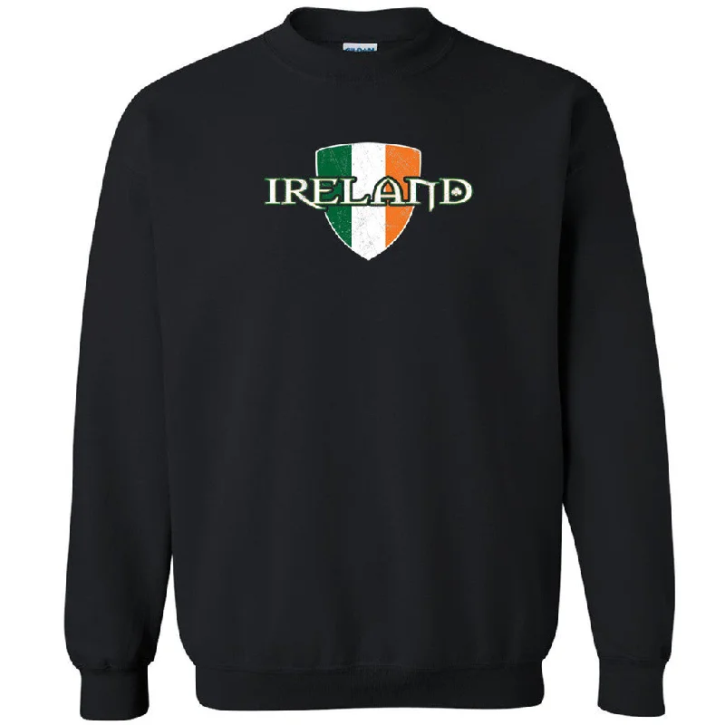 Zexpa Apparelâ„¢ Ireland Shield Flag Unisex Crewneck Irish St. Patrick Day Sweatshirt Hoodie with Turtle Neck Cozy Winter