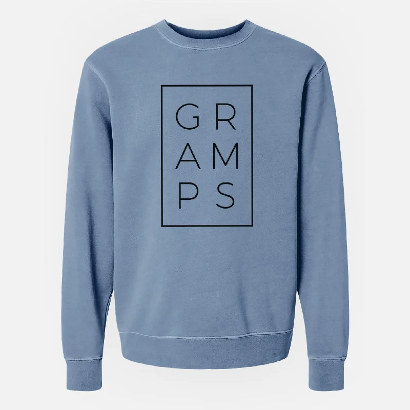 Gramps Boxed - Unisex Pigment Dyed Crew Sweatshirt Hoodie with Drawstring Waist Adjustable Fitted