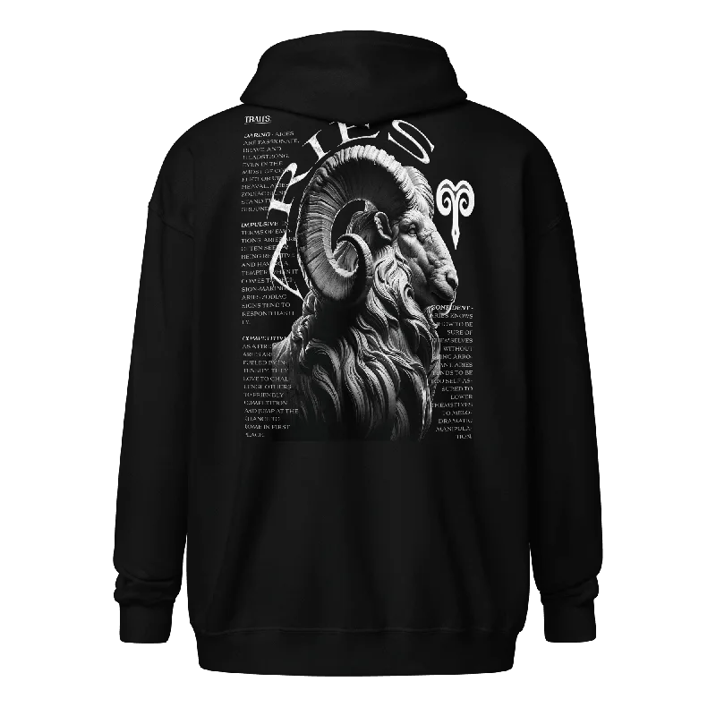 Deadpan Couture "Aries" Zip Hoodie Hoodie with Illustration Artistic Creative