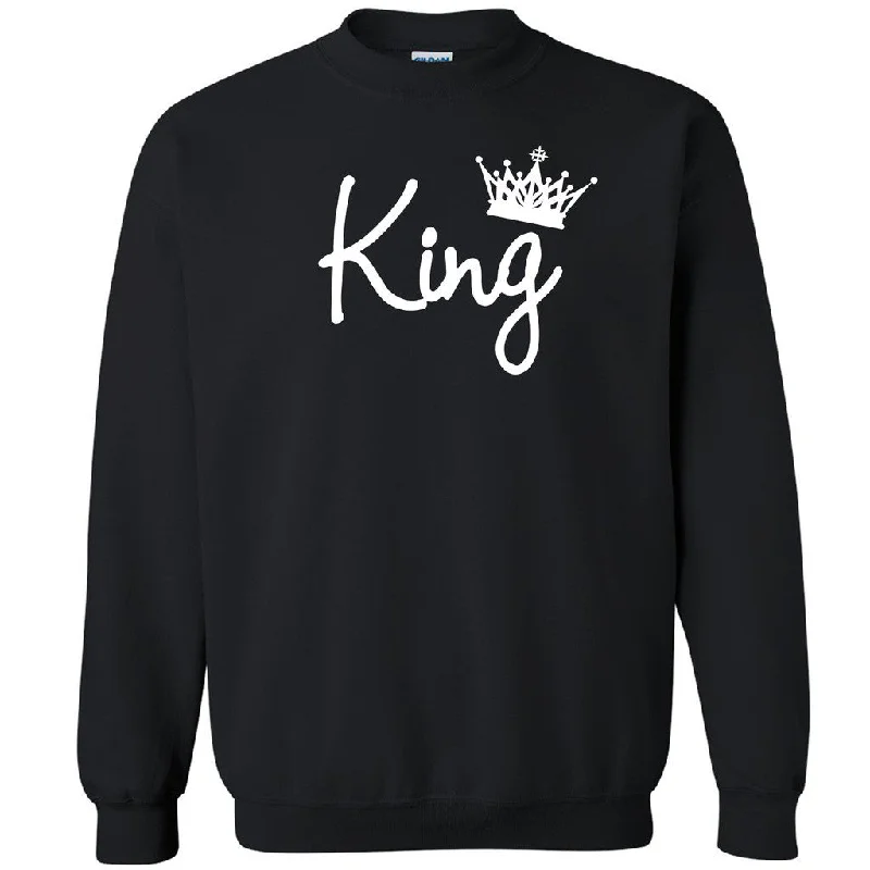 Zexpa Apparelâ„¢ King Crown Couple Matching Unisex Crewneck Valentines Day Gift Sweatshirt Hoodie with Bell Sleeves Flared Feminine