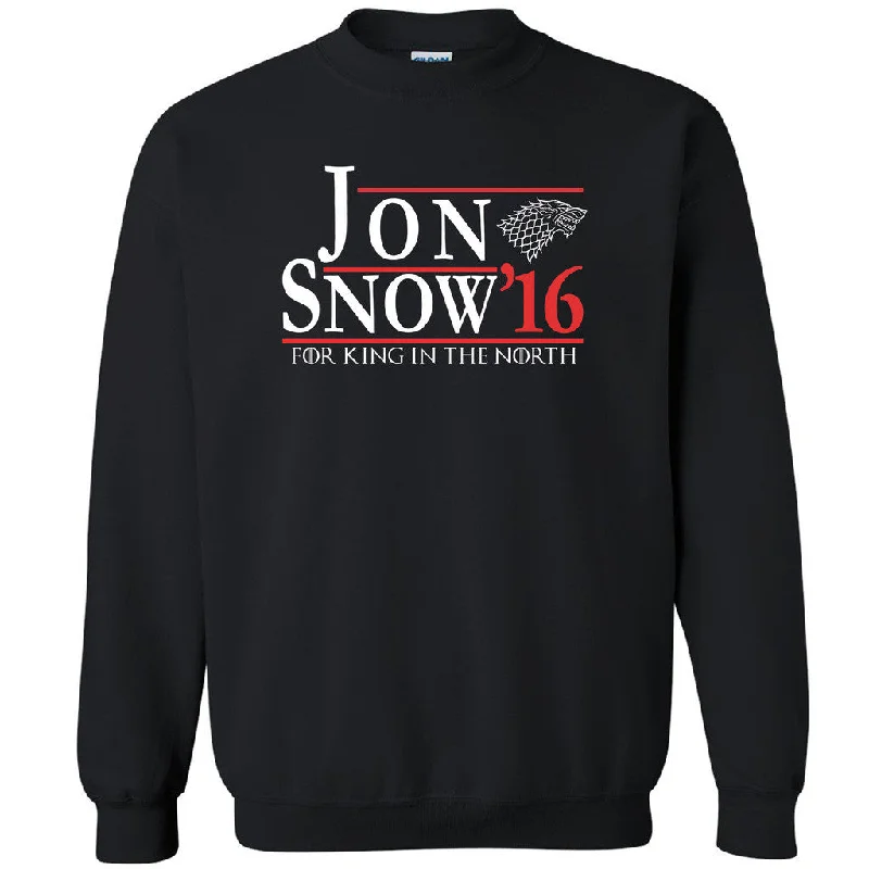 Zexpa Apparelâ„¢ Jon Snow King In The North Unisex Crewneck GOT Thronies Dragons Sweatshirt Hoodie with V-Neck Classic Versatile