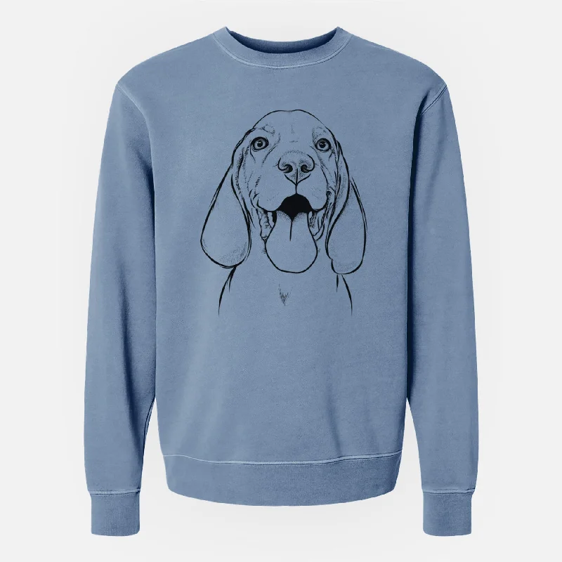 Bare Bodi the Vizsla - Unisex Pigment Dyed Crew Sweatshirt Hoodie with Hem Elastic Stretchable Comfortable Bare Bodi the Vizsla - Unisex Pigment Dyed Crew Sweatshirt Hoodie with Hem Elastic Stretchable Comfortable