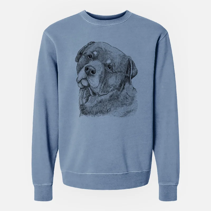 Bare Bender the Rottweiler - Unisex Pigment Dyed Crew Sweatshirt Hoodie with Hem Contrast Bold Stylish Bare Bender the Rottweiler - Unisex Pigment Dyed Crew Sweatshirt Hoodie with Hem Contrast Bold Stylish