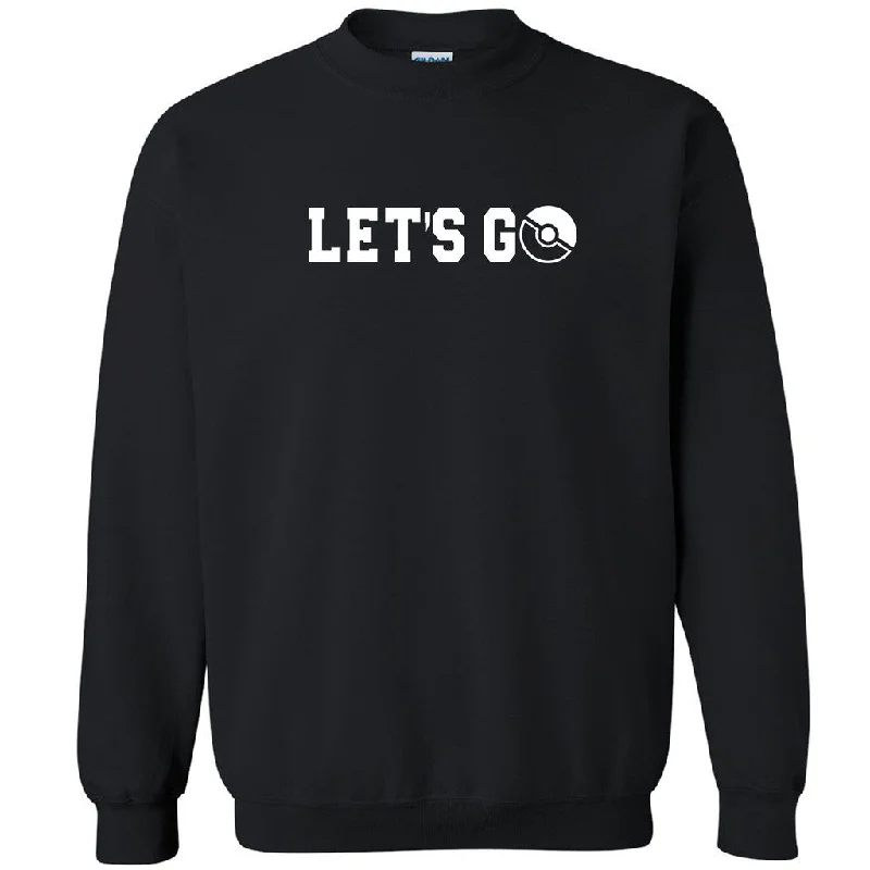 Zexpa Apparelâ„¢ Let's Go Unisex Crewneck Poke Go Fan Gamer Mobile Nav Sweatshirt Hoodie with Drop Shoulder Relaxed Streetwear