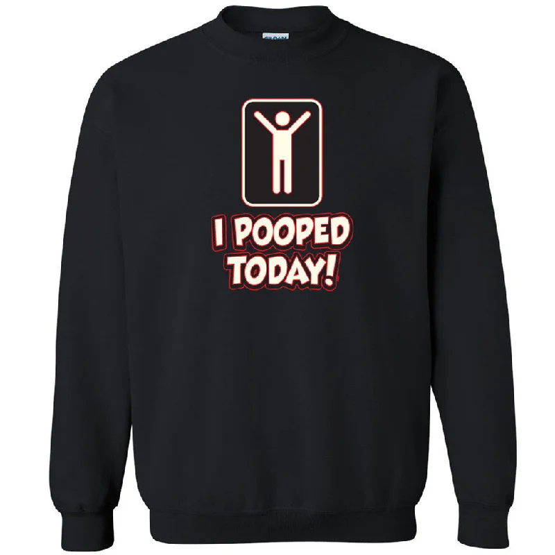 Zexpa Apparelâ„¢ I Pooped Today Unisex Crewneck Social Media Funny Humor Sweatshirt Hoodie with High-Low Hem Asymmetrical Trendy