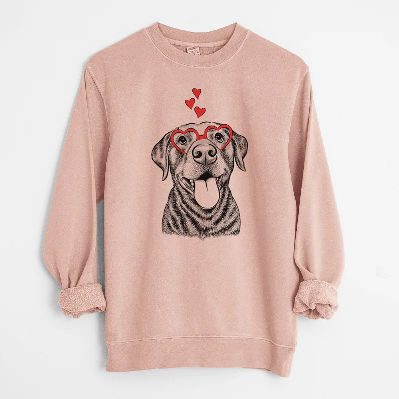 Valentine Gwen the Labrador Retriever - Unisex Pigment Dyed Crew Sweatshirt Hoodie with Double Zipper Versatile Adjustable