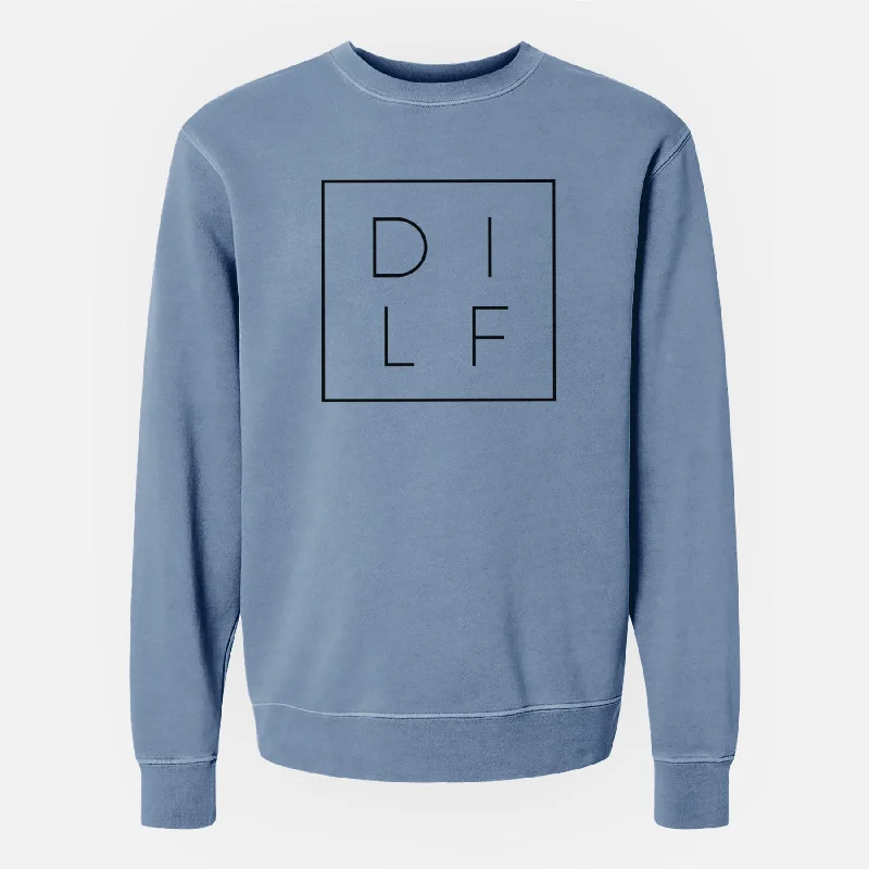 Dilf Boxed - Unisex Pigment Dyed Crew Sweatshirt Hoodie with Slit Hem Functional Movement