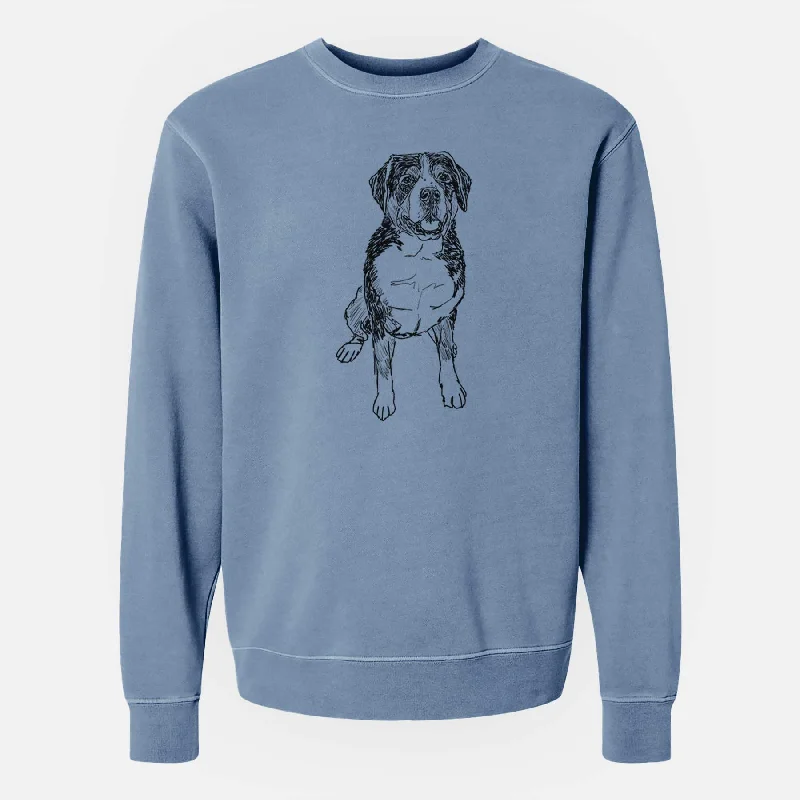 Doodled Harvey the Greater Swiss Mountain Dog - Unisex Pigment Dyed Crew Sweatshirt Hoodie with Set-In Sleeves Structured Classic Doodled Harvey the Greater Swiss Mountain Dog - Unisex Pigment Dyed Crew Sweatshirt Hoodie with Set-In Sleeves Structured Classic