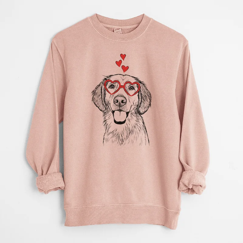 Valentine Riley the Golden Retriever - Unisex Pigment Dyed Crew Sweatshirt Hoodie with Turtle Neck Cozy Winter Valentine Riley the Golden Retriever - Unisex Pigment Dyed Crew Sweatshirt Hoodie with Turtle Neck Cozy Winter