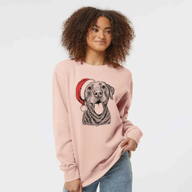 Santa Gwen the Labrador Retriever - Unisex Pigment Dyed Crew Sweatshirt Hoodie with Full-Zip Functional Layering Santa Gwen the Labrador Retriever - Unisex Pigment Dyed Crew Sweatshirt Hoodie with Full-Zip Functional Layering