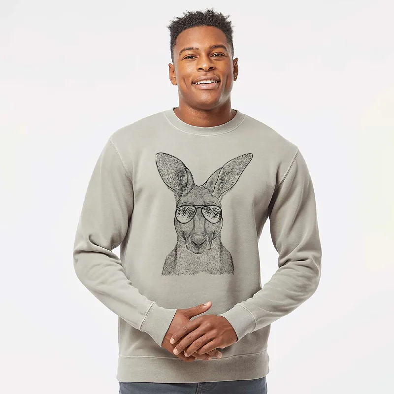 Aviator Roger the Red Kangaroo - Unisex Pigment Dyed Crew Sweatshirt Zip Hoodie Drawstring Kangaroo Pocket Aviator Roger the Red Kangaroo - Unisex Pigment Dyed Crew Sweatshirt Zip Hoodie Drawstring Kangaroo Pocket