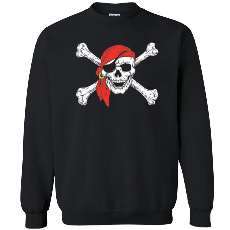 Zexpa Apparelâ„¢ Jolly Roger Flag Unisex Crewneck Pirate Flag caribbean islands Sweatshirt Hoodie with Crew Neck Simple Timeless