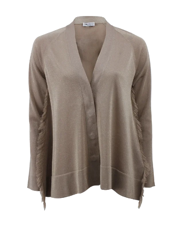 Cardigan With Fringe Detail Lightweight Heavyweight Midweight