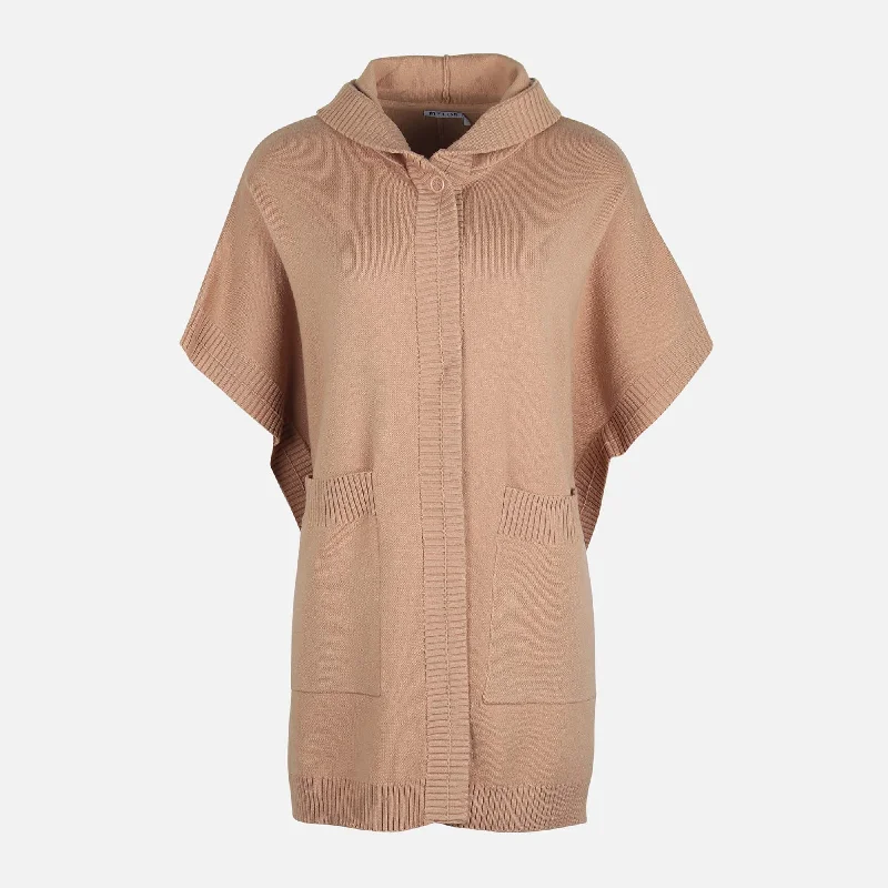 WOMEN HOODED OVERSIZE CARDIGAN Ribbed Striped Patterned