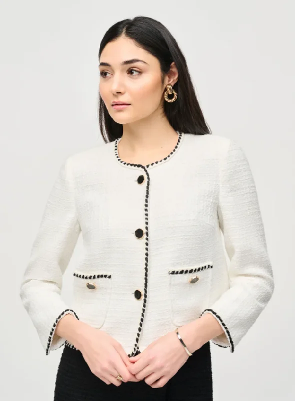 WINTER WHITE/BLACK BOUCLÉ JACKET Denim Jacket Leather Jacket Suede Jacket