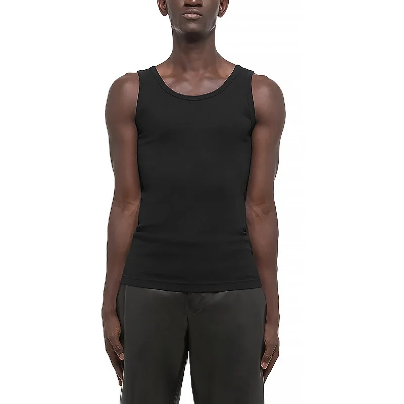 Helmut Lang Womens Solid Cotton Tank Top high neck tank