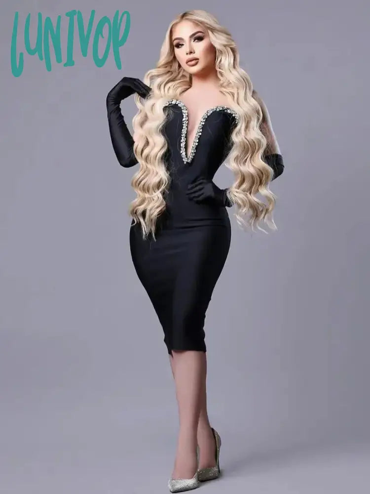 Lunivop New Fashion Sexy Bodycon Strapless Diamond Design Midi Bandage Dress Wedding Birthday Evening Cocktail Party Dresses Vestidos Tunics Distressed trendy Lunivop New Fashion Sexy Bodycon Strapless Diamond Design Midi Bandage Dress Wedding Birthday Evening Cocktail Party Dresses Vestidos Tunics Distressed trendy