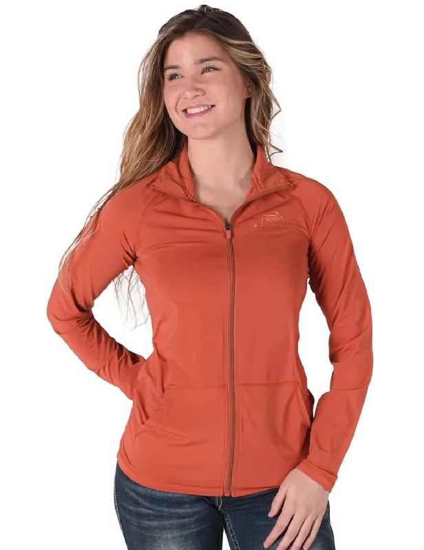 Cowgirl Tuff Womens Full Zip Cadet UPF Rust Nylon Softshell Jacket Hooded Jacket Caped Jacket Shawl Collar Jacket