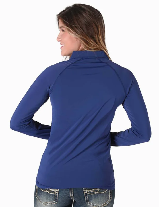 Cowgirl Tuff Womens Full Zip Cadet UPF Indigo Nylon Softshell Jacket Front Pockets Side Pockets Patch Pockets