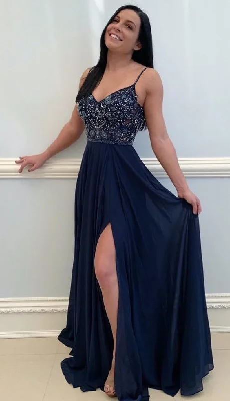 Charming Spaghetti Straps Evening Party Dress, Sexy Prom Dresses with Slit cg603 Turtleneck Neckline Stylish Charming Spaghetti Straps Evening Party Dress, Sexy Prom Dresses with Slit cg603 Turtleneck Neckline Stylish