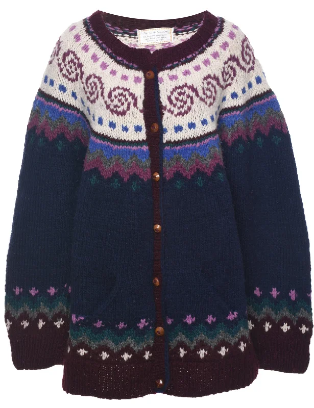 Wool Nordic Cardigan - XL Fleece Cardigan Nylon Polyester
