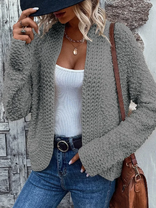 Boho Cardigan Solid Color Striped Floral Print