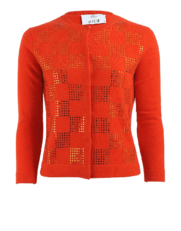 Sequin Detail Cropped Cardigan Polka Dot Checkered Tartan
