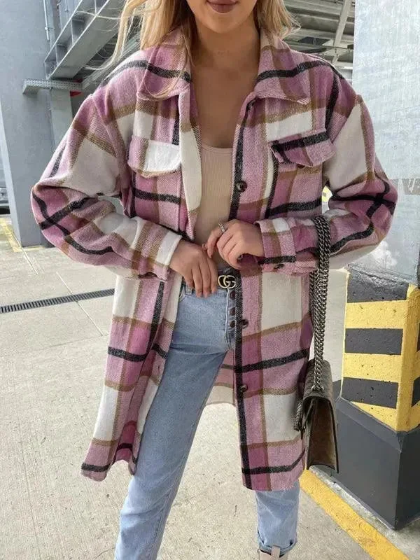Casual Plaid Loose Women's Shirt Jacket Faux Fur Fabric Real Fur Fabric Shearling Fabric Casual Plaid Loose Women's Shirt Jacket Faux Fur Fabric Real Fur Fabric Shearling Fabric