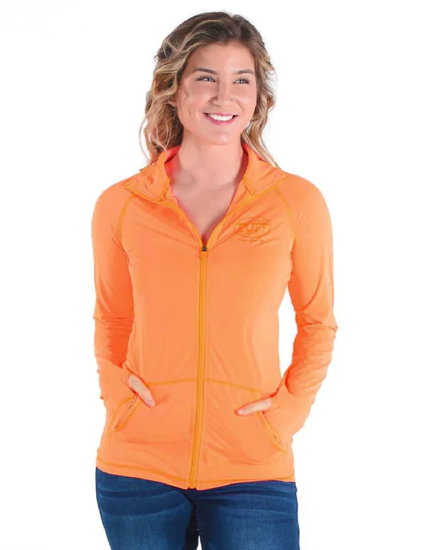 Cowgirl Tuff Womens Cooling UPF Tangerine Nylon Softshell Jacket Corduroy Jacket Velvet Jacket Brocade Jacket