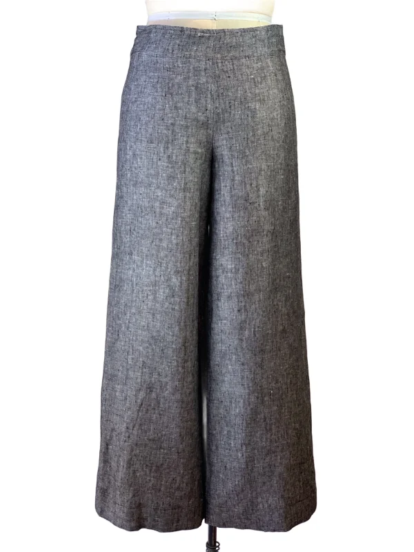 Women's Charcoal Wide Leg Linen Pant Formal Dress Pants