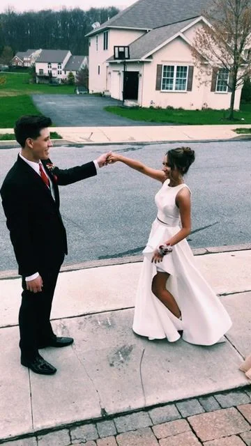 Unique White Evening Dress, Long Prom Dress, Wedding Party Dress cg685 Crew Neckline Casual Unique White Evening Dress, Long Prom Dress, Wedding Party Dress cg685 Crew Neckline Casual