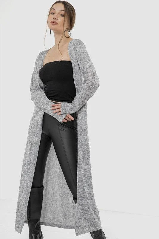 Long Sleeves Slip On Long Cardigan Spandex Blend Rayon Blend Denim Blend