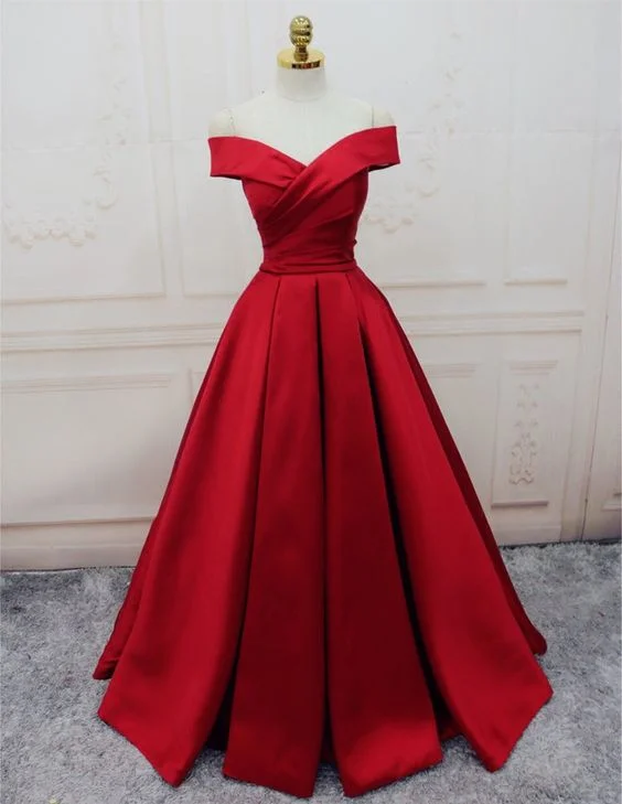 Evening Dresses, A-line/Princess Prom Dresses, Long Party Dresses, Off-the-shoulder red Long satin party dress cg471 Tunics Long Elegant Evening Dresses, A-line/Princess Prom Dresses, Long Party Dresses, Off-the-shoulder red Long satin party dress cg471 Tunics Long Elegant