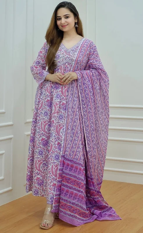 Women's Pink Printed Pure Cotton Kurta And Pant Set - Alvami Relaxed High-Waist Trousers