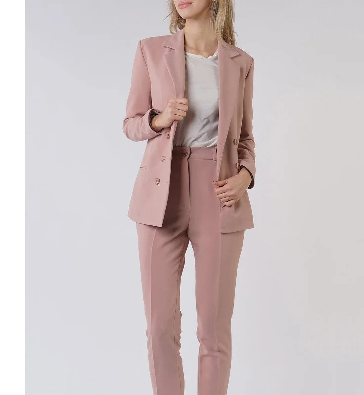 Women Suit 2 Piece Notch Lapel Blazer（Blazer+Pants） Classic Cropped Pants