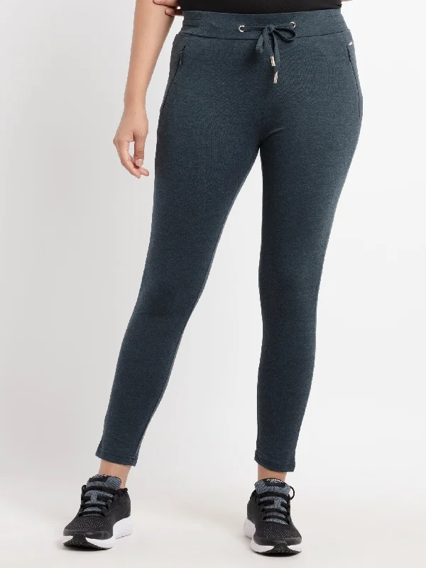 Womens Solid Regular Fit Track Pants Formal Stretch Pants