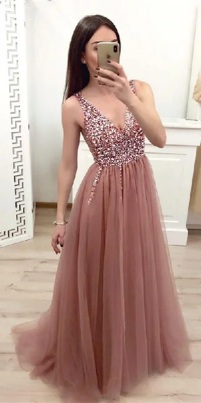 Sparkly V-Neck Beaded Long Prom Dress Fahion Beadings Evening Party Dress Custom Made Tulle Beads School Dance Dresses cg470 Tunics Short Trendy Sparkly V-Neck Beaded Long Prom Dress Fahion Beadings Evening Party Dress Custom Made Tulle Beads School Dance Dresses cg470 Tunics Short Trendy