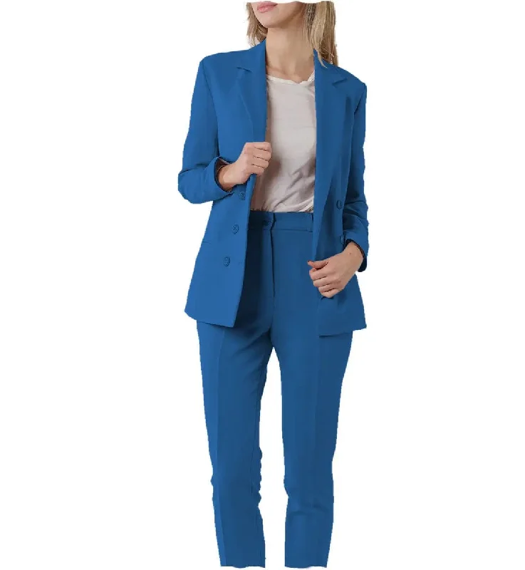 Women Suit 2 Piece Notch Lapel Blazer（Blazer+Pants） High-Waist Jogger Pants